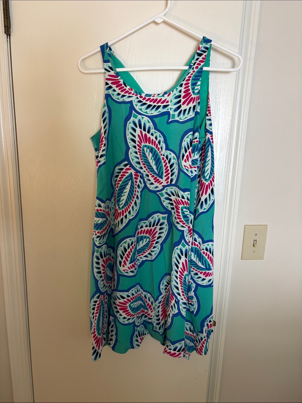crown & ivy Teal Floral Print Tank Dress with Pink & White Accents